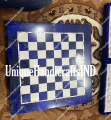 Christmas Gifts Marble chess board game hand craft lapis inlay stone decoration piece, modern art, office interior, minimalist craft gift Unique Handicrafts IND