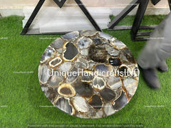Elegant Stone Coffee Table Top, Round Natural Agate Table Top, Natural Agate Stones Side Table Top Handmade Furniture Unique Handicrafts IND