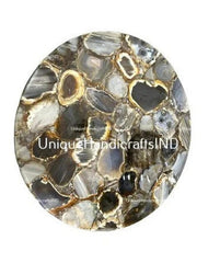 Elegant Stone Coffee Table Top, Round Natural Agate Table Top, Natural Agate Stones Side Table Top Handmade Furniture Unique Handicrafts IND