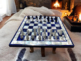 Christmas Gifts Buy Marble Chess Table With Lapis lazuli & Mother of Pearls Stone Mosaic Arts Handmade Gift For Him / Her Birthday Unique Handicrafts IND