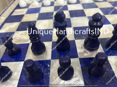 Christmas Gifts Buy Marble Chess Table With Lapis lazuli & Mother of Pearls Stone Mosaic Arts Handmade Gift For Him / Her Birthday Unique Handicrafts IND