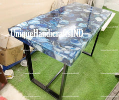 Entry Way Table, Narrow Console Table, Sofa Table, Blue Agate Stone Arts Modern Entryway Table Living Room Decor Furniture Unique Handicrafts IND