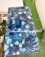 Entry Way Table, Narrow Console Table, Sofa Table, Blue Agate Stone Arts Modern Entryway Table Living Room Decor Furniture Unique Handicrafts IND