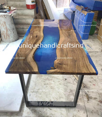 Blue Epoxy Table Top, Epoxy Resin Table, Dining, Center Table, Epoxy Resin River Table, Handmade Home decoration, Living Room Furniture Unique Handicrafts IND
