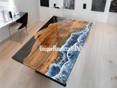 Ocean Wave Table / Custom Order Epoxy Resin Table / Farmhouse Dining Table / Ocean Table / Entryway Table for Home Decor Unique Handicrafts IND