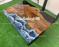 Ocean Wave Table / Custom Order Epoxy Resin Table / Farmhouse Dining Table / Ocean Table / Entryway Table for Home Decor Unique Handicrafts IND