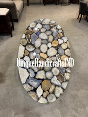 Oval Dining Table Top ,Handmade Coffee, Dining, Center, Sofa Table Top With Natural Agate Stone Art Living Room Decor Furniture Unique Handicrafts IND