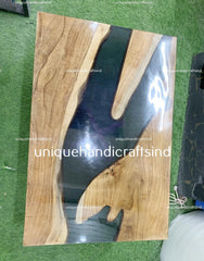 Resin Wooden Table,Customize Black Epoxy Resin Table, Handmade Live Edge River Epoxy Table, Dining Room Epoxy Table, Resin Epoxy Home Decor Unique Handicrafts IND