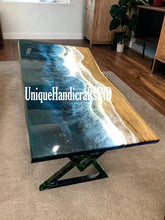 Live Edge Resin Table, Ocean Resin River Table, Ocean Epoxy Dining Table, Ocean Wave Custom Made Coffee, Dining, Sofa Table Unique Handicrafts IND