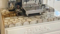 Quartz Kitchen Countertop Slab With Quartz & golden Petrified / Kitchen Island Handmade Furniture Decor Unique Handicrafts IND