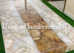 Quartz Kitchen Countertop Slab With Quartz & golden Petrified / Kitchen Island Handmade Furniture Decor Unique Handicrafts IND