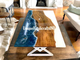 Epoxy Resin Table, Ocean Wave Table, Resin Table, Ocean Epoxy Coffee Table Customize Farmhouse Furniture Unique Handicrafts IND
