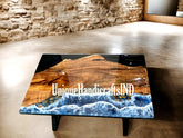 Epoxy River Table | Blue Ocean Walnut River Table | Epoxy Coffee Table | Epoxy Resin Table | Live Edge Table | Accent Table Furniture Unique Handicrafts IND