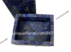 Bathroom Set Lapis Lazuli Marble Bathroom Accessories Set of 7 pcs / Soap Dispenser / Trash Bin / Soap Dish / Vanity Tray / Tissue Box Unique Handicrafts IND