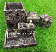 Amethyst Luxury Bathroom Set, Bathroom Accessories , Bathroom Decor, Washroom Decor ,Agate Bathroom Set ,stone Bathroom Set , Home Décor ! Unique Handicrafts IND