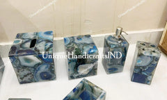 Bathroom Set With 7 Pcs / Bathroom Accessories / Bathroom Decor / Luxury Bathroom Set Gemstone Mosaic Arts for Luxury Bathroom Decor Unique Handicrafts IND