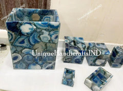 Bathroom Set With 7 Pcs / Bathroom Accessories / Bathroom Decor / Luxury Bathroom Set Gemstone Mosaic Arts for Luxury Bathroom Decor Unique Handicrafts IND