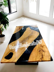 Resin Table With Black Epoxy For Dining, Coffee, Side, Center Conference Table Tops Handmade Farm House Decor Furniture Unique Handicrafts IND