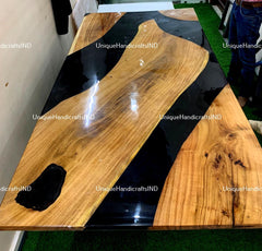 Resin Table With Black Epoxy For Dining, Coffee, Side, Center Conference Table Tops Handmade Farm House Decor Furniture Unique Handicrafts IND