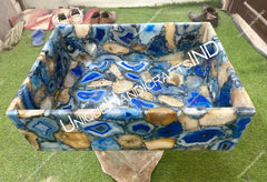 Elegant Sink washbasin for bathroom and powder room handmade arts / Stone Sink in Blue and yellow gem Stone Unique Handicrafts IND