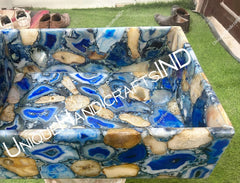Elegant Sink washbasin for bathroom and powder room handmade arts / Stone Sink in Blue and yellow gem Stone Unique Handicrafts IND
