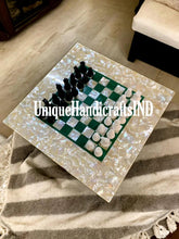 Christmas Gifts Chess board / Malachite & Mother of Pearls Stone Marble Chess Table Top / Board Game Best Gift for Man Unique Handicrafts IND