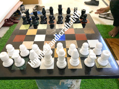 Christmas Gifts Marble Chess Board Game With Chess Pieces Handmade Semi precious Inlay Stone Arts Collectible Fathers day gifts Unique Handicrafts IND