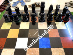 Christmas Gifts Marble Chess Board Game With Chess Pieces Handmade Semi precious Inlay Stone Arts Collectible Fathers day gifts Unique Handicrafts IND
