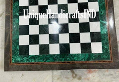 Christmas Gifts Marble Chess Game Board Handmade Malachite Semi Precious Mosaic Arts Collectible Gift Him/ Her Unique Handicrafts IND