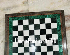 Christmas Gifts Marble Chess Game Board Handmade Malachite Semi Precious Mosaic Arts Collectible Gift Him/ Her Unique Handicrafts IND