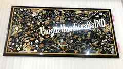 Black Marble Coffee Table Top with Semi Precious Stone Inlay, Floral Art Marquetry for Home & Hallway Decor, Table Top in Peitra Dura Art Unique Handicrafts IND