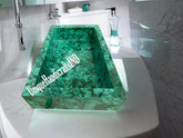 Malachite Bathroom Sink Inlay Stone Art / Stones Counter Top Vanity Sink / Rectangle Wash Basin Kitchen & bathroom Sink Unique Handicrafts IND