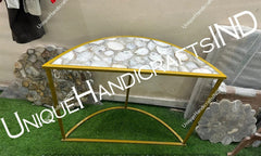 C-Shaped Agate Table Top | Natural Stone Accent Table | Unique Agate Decor for Home Unique Handicrafts IND