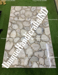 Stone Coffee table With White Salt Agate Stone Arts. Kitchen and dining table Handmade Farmhouse Dining Table Kitchen Countertops Slabs Unique Handicrafts IND