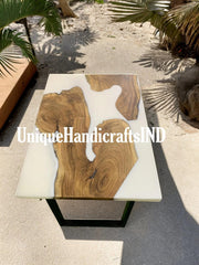 White Epoxy Resin Table / Custom To Order Epoxy River Table / Epoxy Dining Table / Epoxy Dining Room Table / Wooden Table Garden Furniture Unique Handicrafts IND