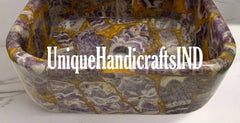 Farm house Sink / Washbasin With Amethyst Agate, Marble Sink, Natural Stone Sink, Vessel Sinks, Stone Bathroom Sink, Outdoor Sink, Unique Handicrafts IND