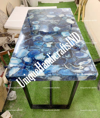 Entry Way Table, Narrow Console Table, Sofa Table, Blue Agate Stone Arts Modern Entryway Table Living Room Decor Furniture Unique Handicrafts IND