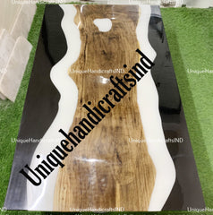 Dining Table Black,Epoxy Resin Table, Walnut Epoxy Table, Custom Live Edge Walnut Black Epoxy Dining Table, Made to Order Resin River Table Unique Handicrafts IND