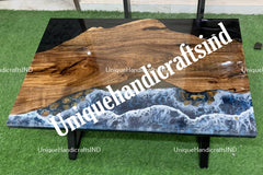 Modern Epoxy Table - Epoxy and Wood Table - Custom Coffee Table, Dining Table, Handmade Resin Furniture, Live Edge Wood, Luxury Home Decor Unique Handicrafts IND