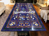 Blue Lapis Lazuli Table Top With Marble & Semi Precious Pietradura Floral Arts Hallway Decor Furniture Gift Her Wedding Unique Handicrafts IND