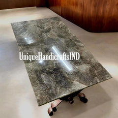 Crystal table With Smoky Quartz Stone Mosaic Art Kitchen ,dining Countertops Island Slab For Home Decor Furniture Unique Handicrafts IND
