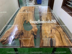 Resin Table With Clear Epoxy / Coffee Table, Wooden Table, Ultra Clear Epoxy Table, River Epoxy Table, Hand made Furniture Unique Handicrafts IND