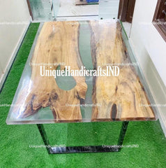 Resin Table With Clear Epoxy / Coffee Table, Wooden Table, Ultra Clear Epoxy Table, River Epoxy Table, Hand made Furniture Unique Handicrafts IND