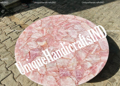 Round Rose Quartz Center Coffee Table Top Luxury Handmade Furniture Centerpiece Countertop Conference Meeting Desk Home & Garden Decors Unique Handicrafts IND