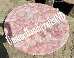 Round Rose Quartz Center Coffee Table Top Luxury Handmade Furniture Centerpiece Countertop Conference Meeting Desk Home & Garden Decors Unique Handicrafts IND