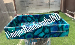 Blue Agate Wash Basin Sink, Handmade Agate Sink, Countertop Bathroom Sink, Natural Stone Vessel, Agate Vanity Basin for Home Decor Unique Handicrafts IND