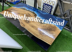 Epoxy Table Top / Wooden Resin Handmade Table Top / Blue River Epoxy table Top Unique Handicrafts IND