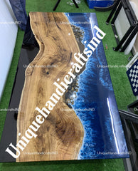 Epoxy Table Top / Wooden Resin Handmade Table Top / Blue River Epoxy table Top Unique Handicrafts IND