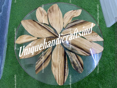 Epoxy Table, dining, sofa, Side center table top, Live Edge Walnut Table ,Custom Order, Clear Epoxy Resin River Table, round Wood 24X24"Inc Unique Handicrafts IND