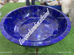Marble Sink In Lapis lazuli Stone Arts/ bathroom Sink/ Wash Basin / Farmhouse Sink Powder Room Sink Hand Carved Interior Decor Unique Handicrafts IND
